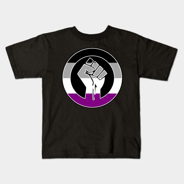 Black Lives Matter Fist Circled LGBTQ Flag Asexual Kids T-Shirt by aaallsmiles